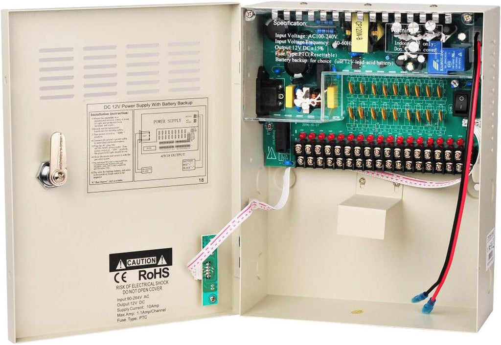 9 Channel 12V 10Amp DC Metal Boxed Cabinet Regulated Power Supply Unit P36931