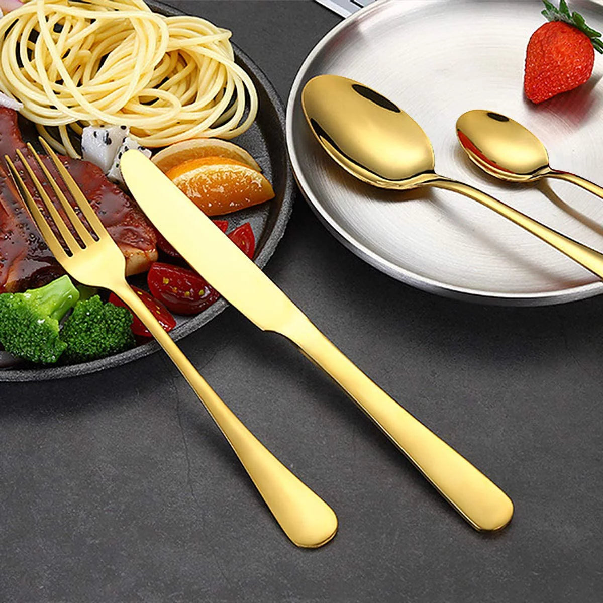 24-Piece Stainless Steel Gold Cutlery Set K315