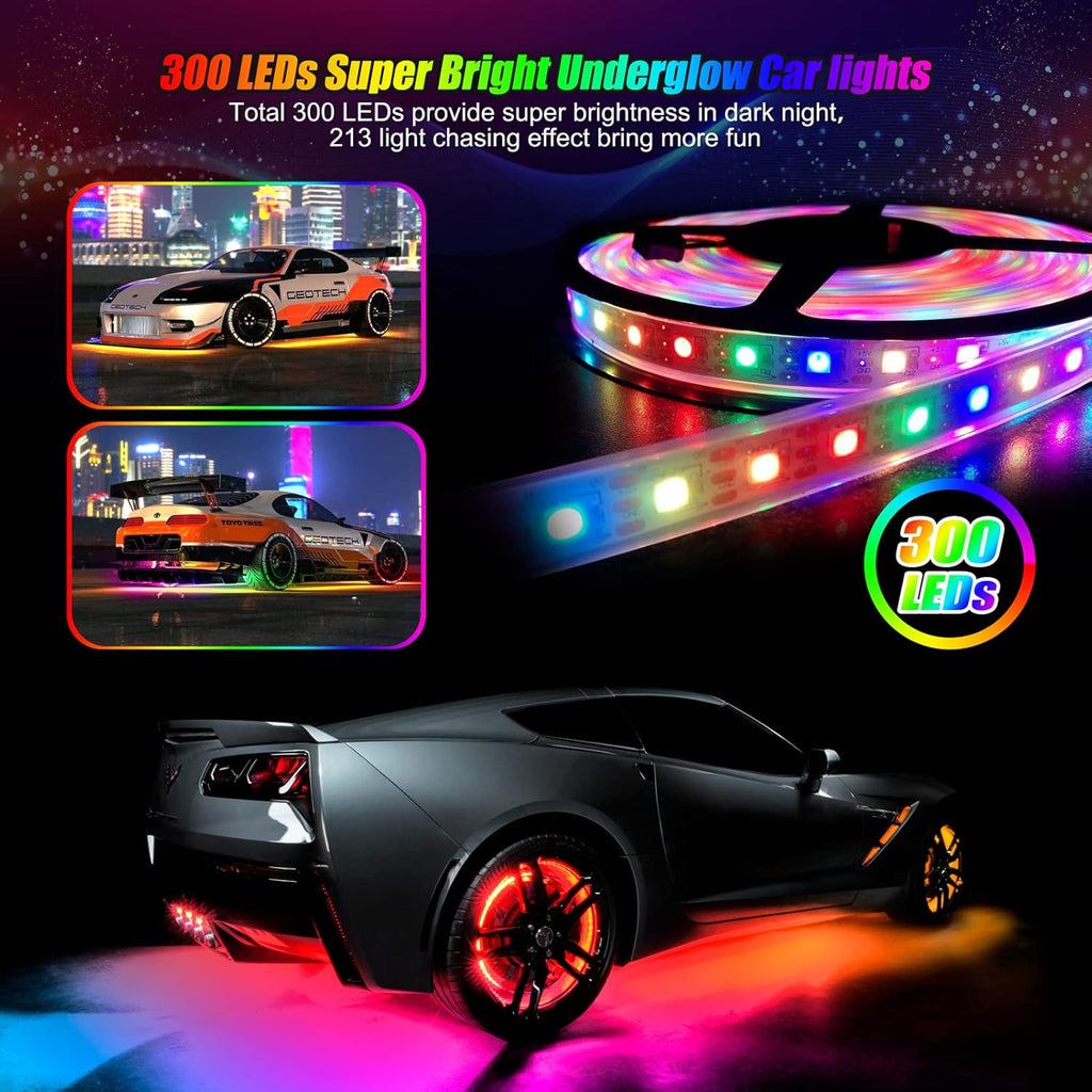 6 Pcs 300 LEDs Car Underglow Light Kit S1058