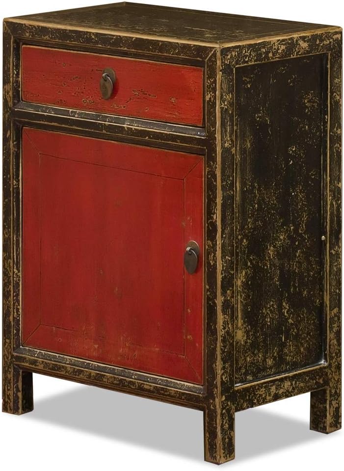 Distressed Red and Black Chinese Cabinet P6592