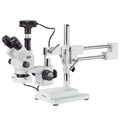 7X-45X Simul-Focal Stereo Zoom Microscope on Boom Stand with Fluorescent Light and 5MP USB3 Camera I8106
