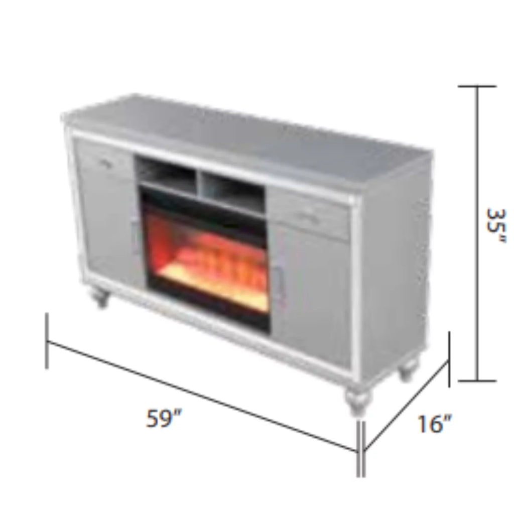 Solid Wood TV Stand With Electric Fireplace D874132