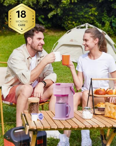 Single Serve Coffee Maker with Portable Handle, 6 to 12 Oz Brew Size, Black and Gold C567
