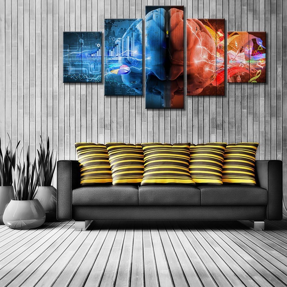 5 Piece Brain Art Canvas Wall Decoration I49379