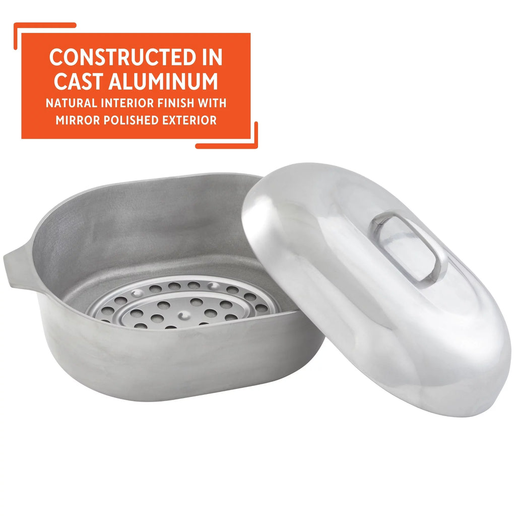 15 inch Cast Aluminum Roaster Pan with Lid and Roasting Tray T714