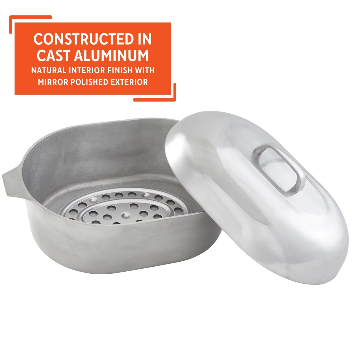 15 inch Cast Aluminum Roaster Pan with Lid and Roasting Tray T714