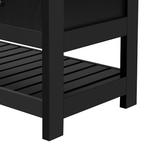 60 Inch Black Hall Tree with Bench and Shoe Storage R674