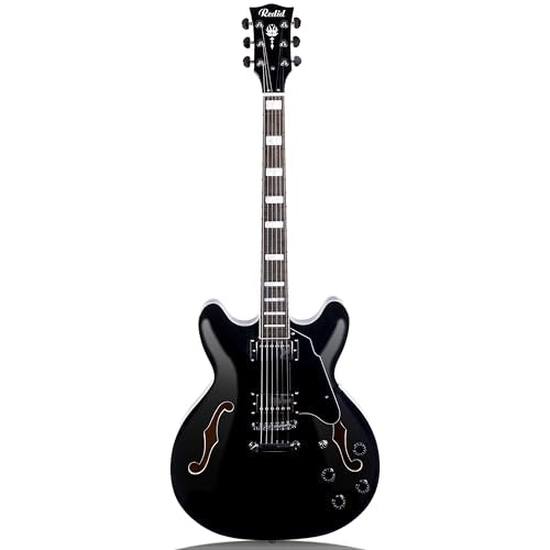 Brown Semi-Hollow Body Electric Guitar with F-Hole W93341