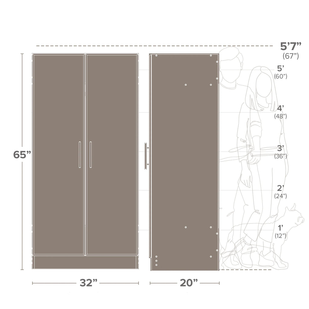 White Wardrobe Closet with Hanging Rail K14260