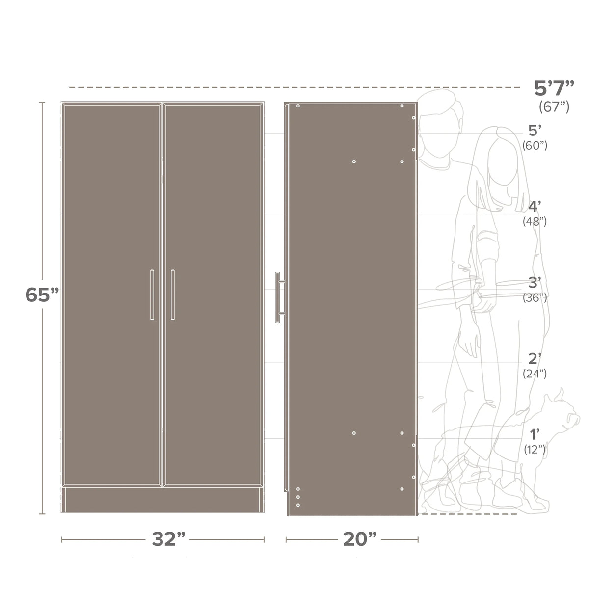 White Wardrobe Closet with Hanging Rail K14260