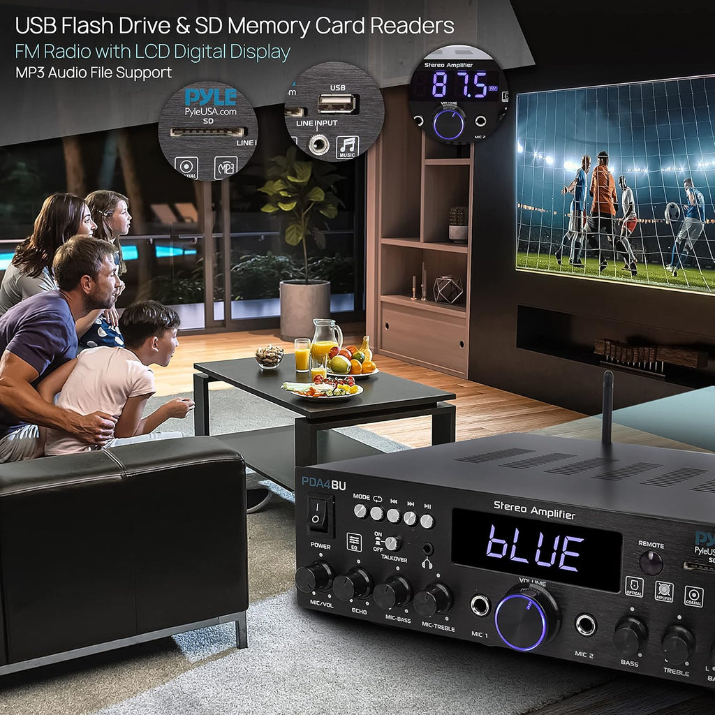 Wireless Bluetooth Home Stereo Amplifier 200 Watt Power Amplifier Home Audio Receiver K2113