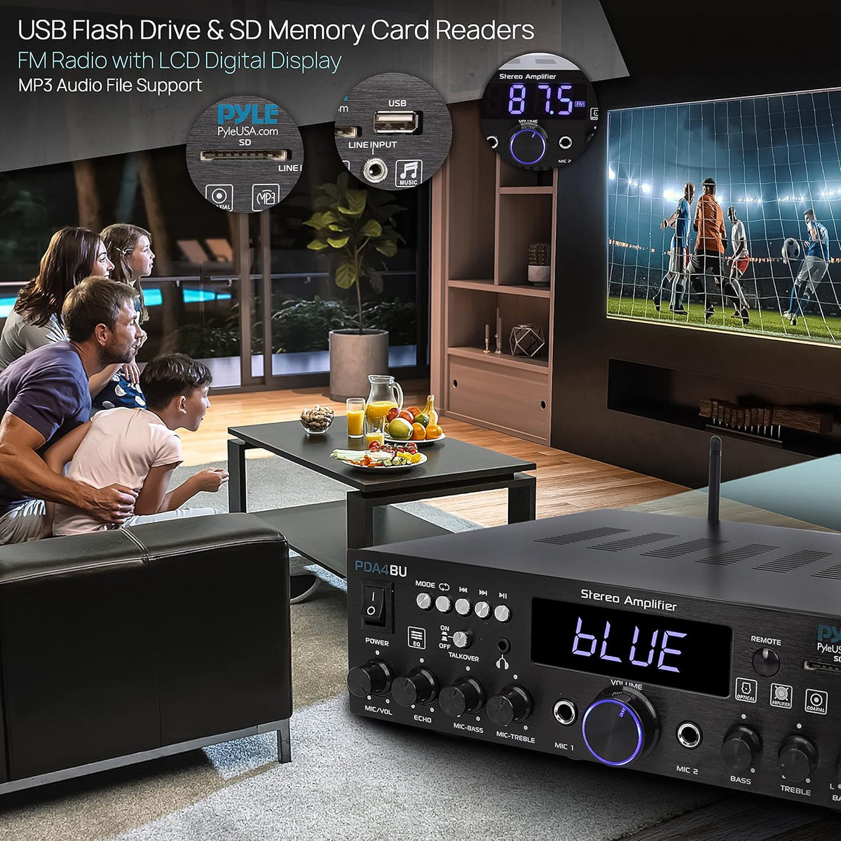 Wireless Bluetooth Home Stereo Amplifier 200 Watt Power Amplifier Home Audio Receiver K2113