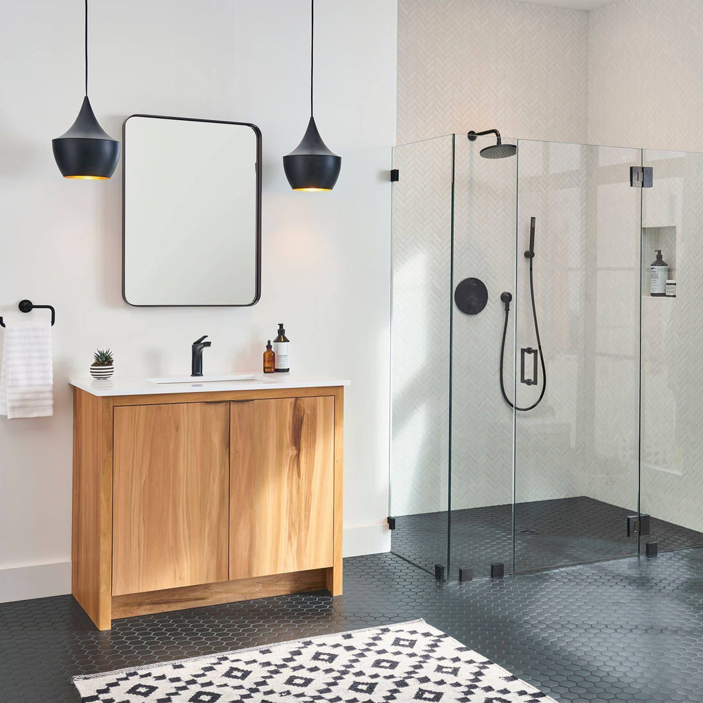 Single Hole Bathroom Faucet with Drain, Matte Black C41166