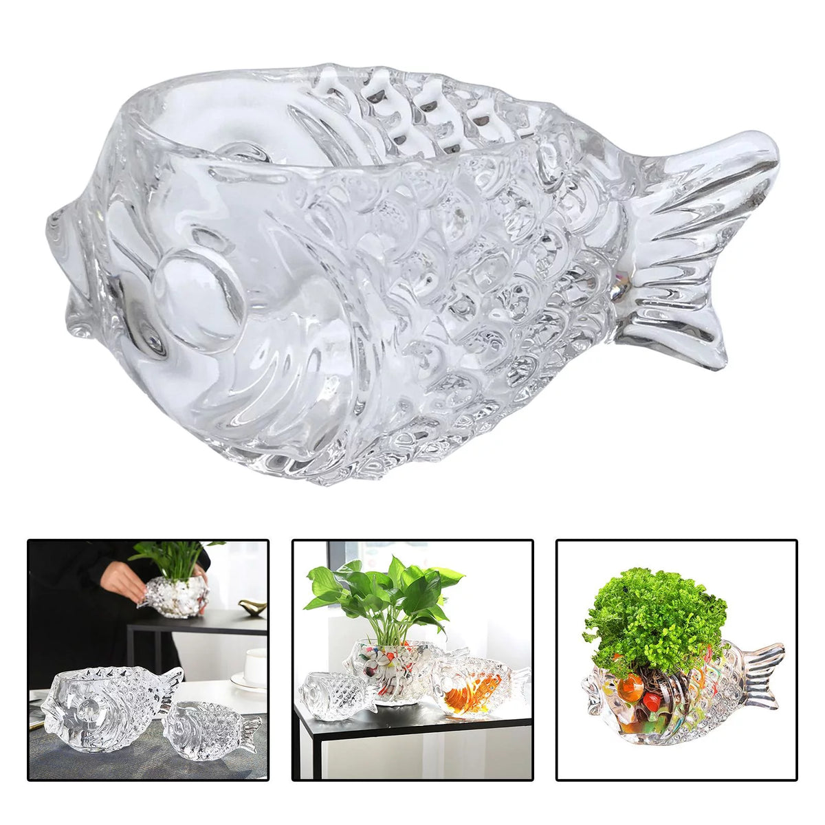 Clear Fish Shaped Cocktail Glassware M11949