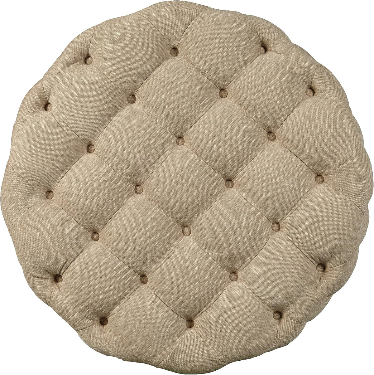 Beige Round Tufted Ottoman F6338