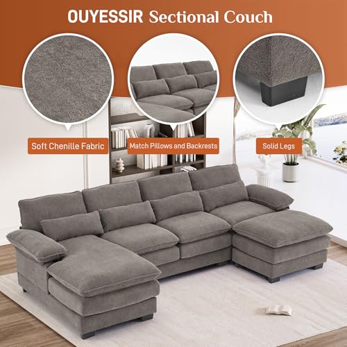 Beige White 114" U Shape Sectional Sofa P869403