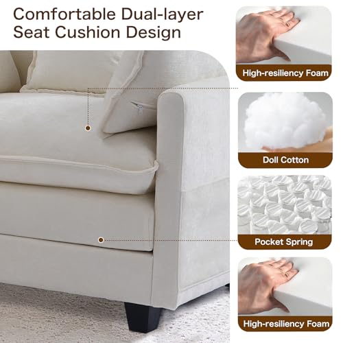 40" Chenille Lounge Chair with Ottoman (Beige, 1-Seat) A102826