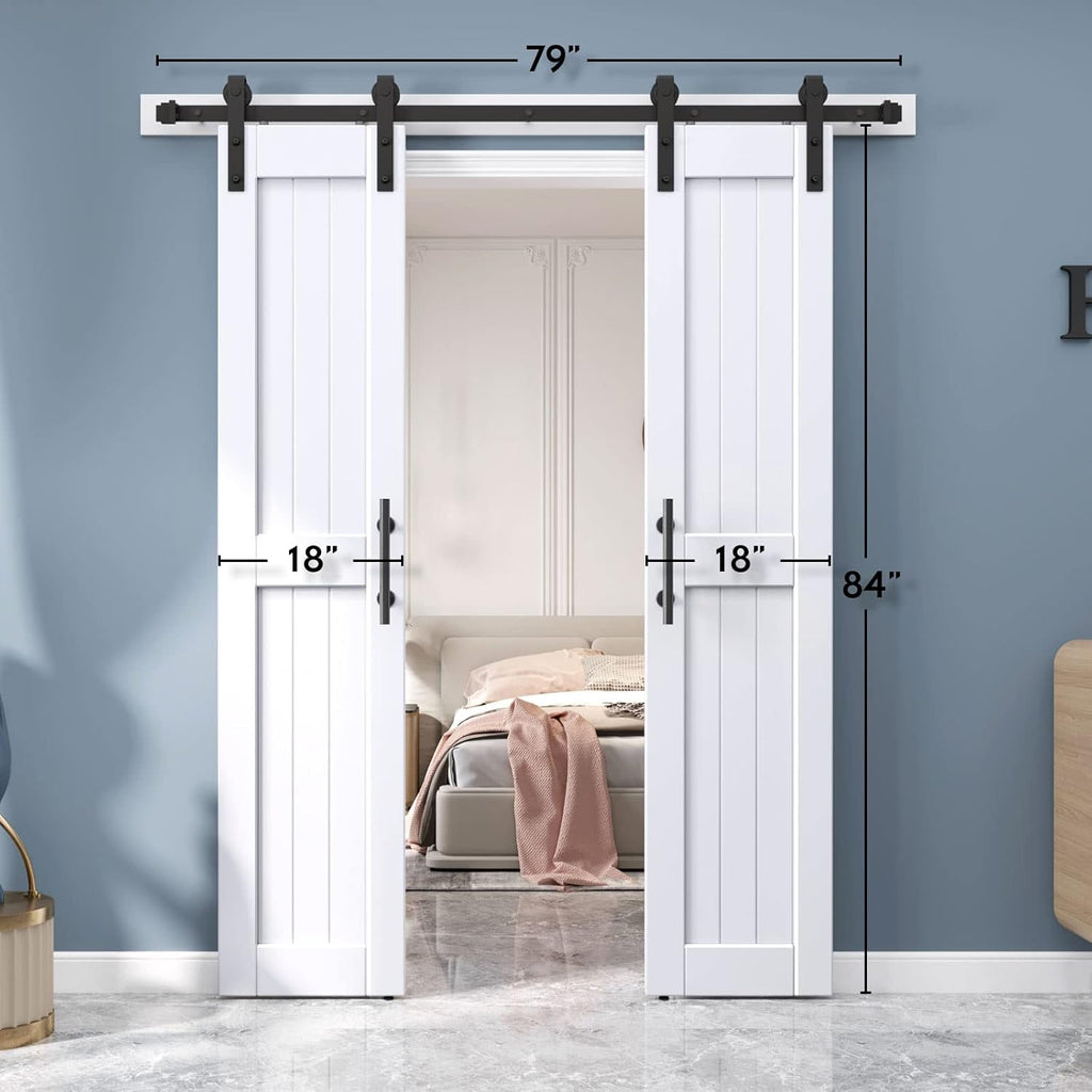 White Barn Door with Sliding Door Hardware A2243