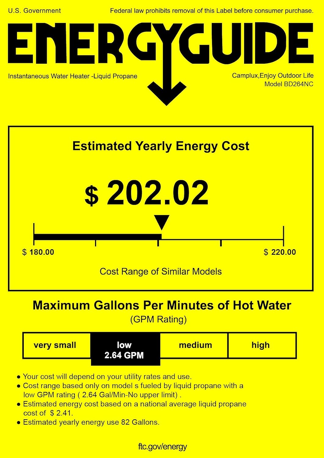 2.64 GPM Outdoor Propane Tankless Water Heater C658640