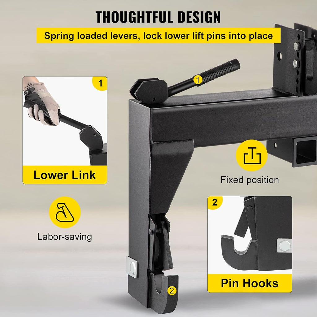 Black 3-Point Quick Hitch with 3000 LBS Lifting Capacity G65642