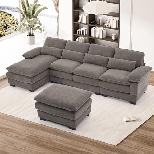 Beige White 114" U Shape Sectional Sofa P869403