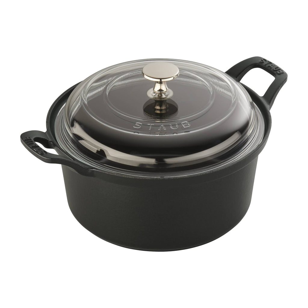 Cast Iron 2.75-qt Round with Glass Lid - Matte Black U52815