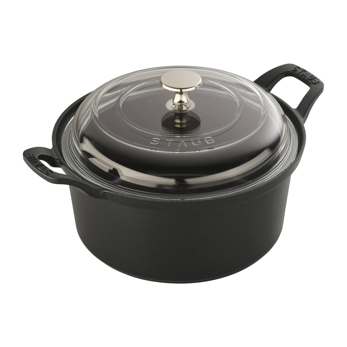 Cast Iron 2.75-qt Round with Glass Lid - Matte Black U52815