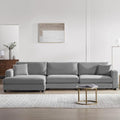 Beige Oversized Corduroy L Shaped Sectional Sofa with Chaise S5425