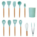 11-Piece Silicone Cooking Utensil Set with Wooden Handle D75876