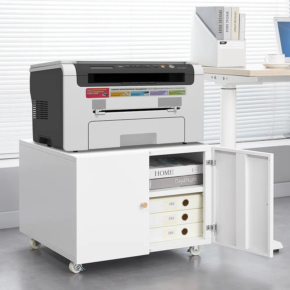 White 2 Door Mobile Lateral File Cabinet T5066