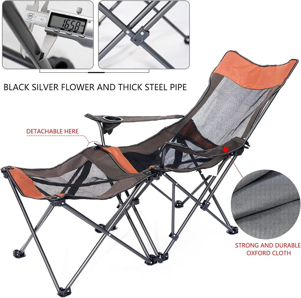Folding Reclining Camping Chair with Footrest D9908