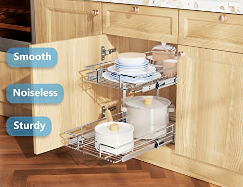 2 Tier Slide Out Cabinet Drawers, 11" W x 21" D K9610