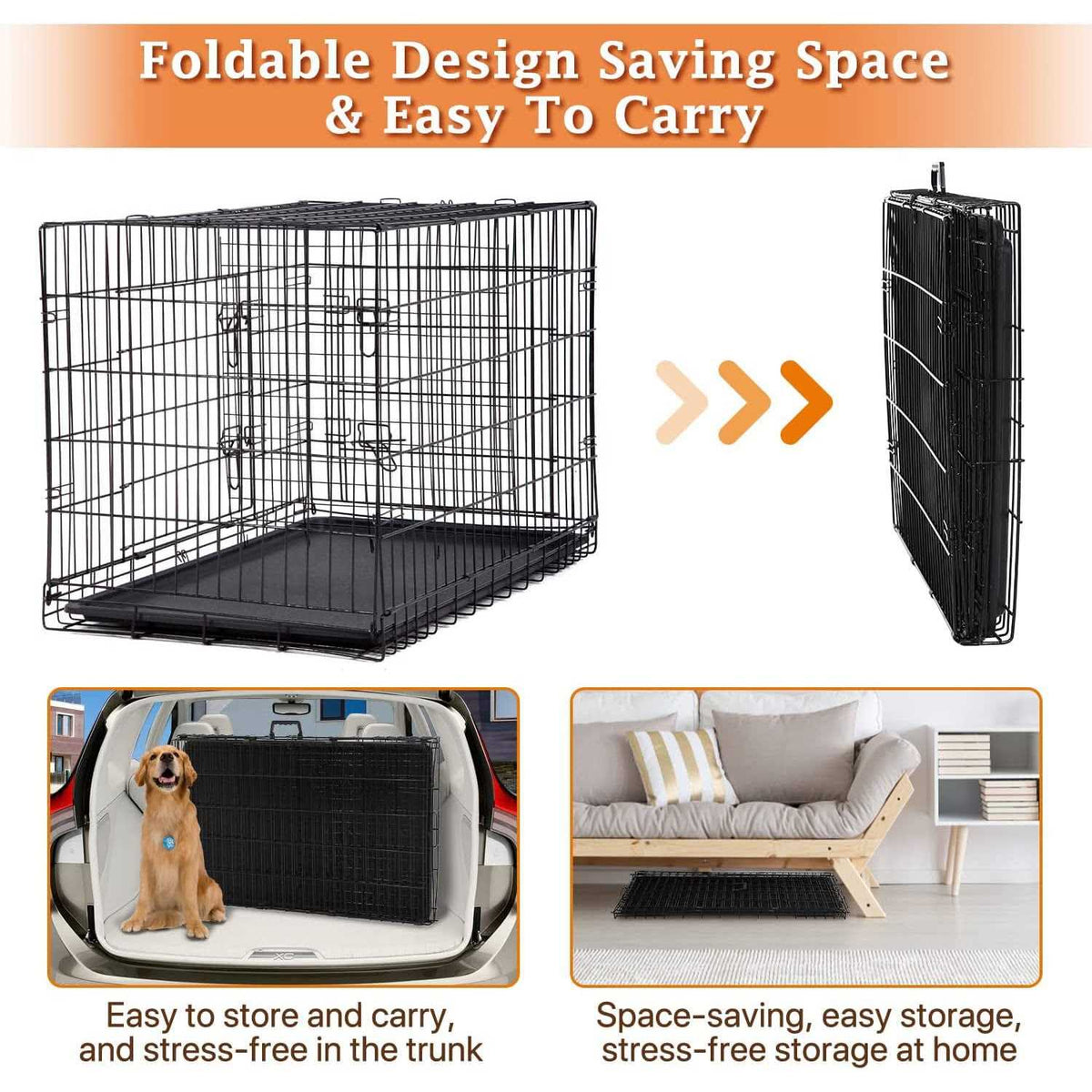48 Inch Folding Metal Wire Dog Crate U8830