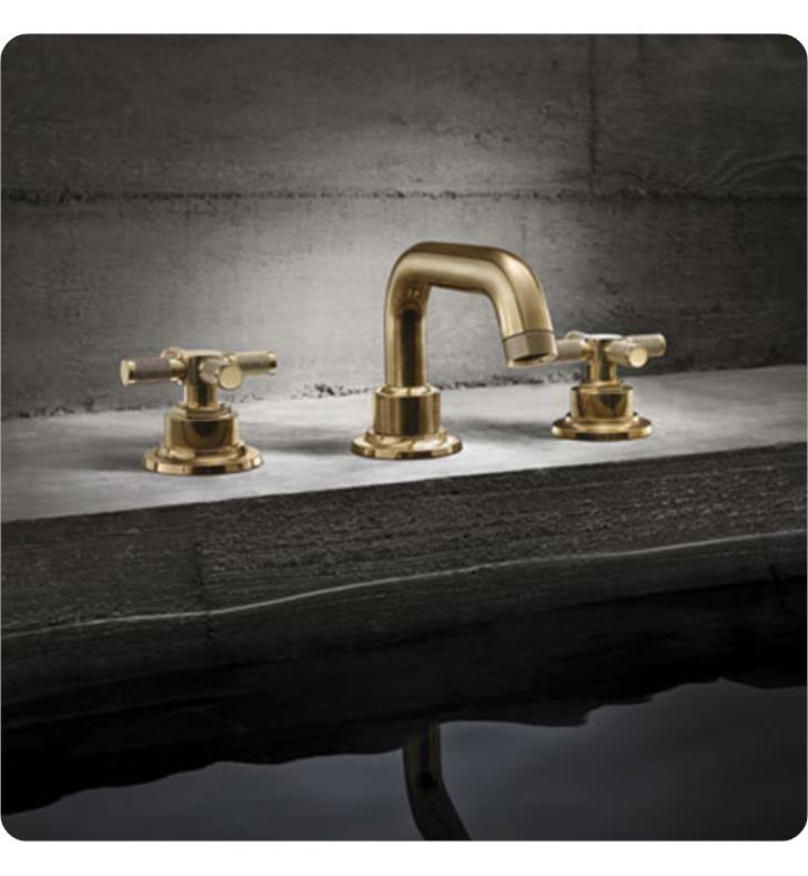 Widespread Lavatory Faucet with ZeroDrain and Knurl Handle Polished Brass P706
