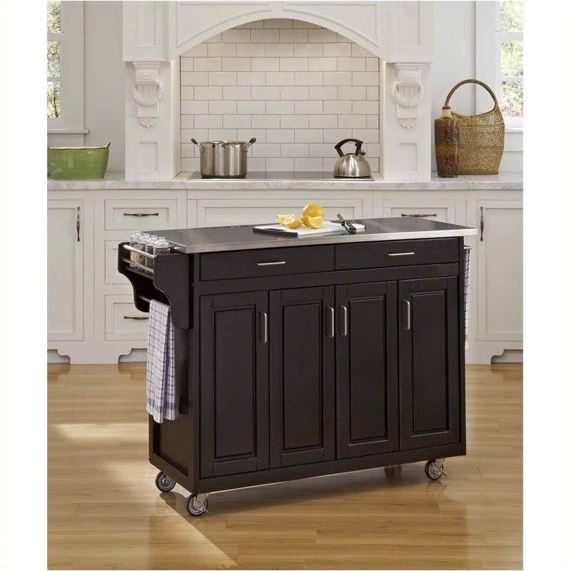 Black Stainless Steel Top Kitchen Cart F9846