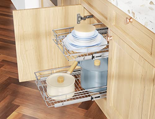 2 Tier Slide Out Cabinet Drawers, 11" W x 21" D K9610