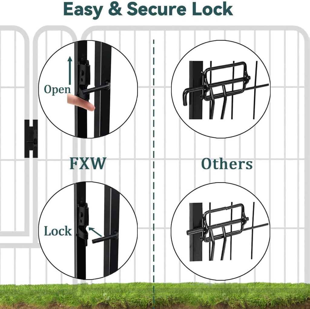 Dog Playpen 8/16/24/32 Panels 24/32/40-Inch Height Pet Fence Gate with Doors T12914