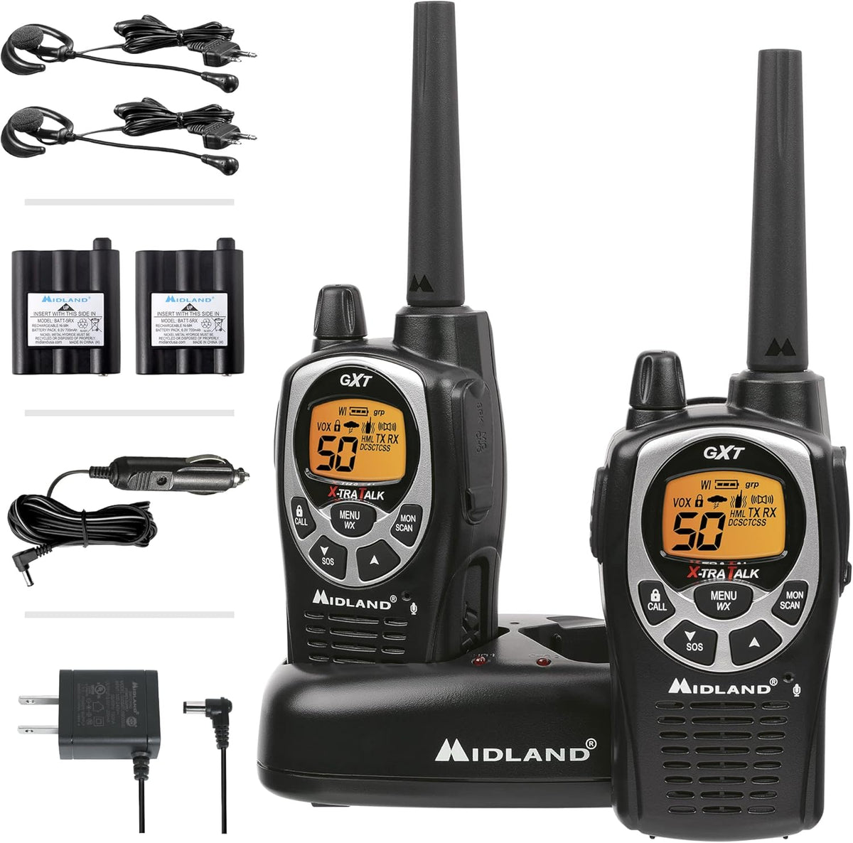 50 Channel Waterproof GMRS Two-Way Radio Black/Silver Pair Pack I70123