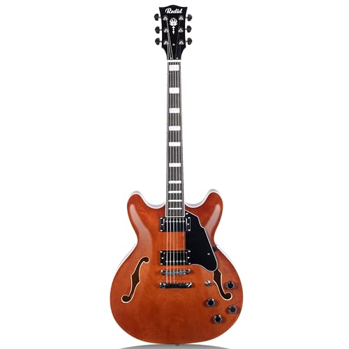 Brown Semi-Hollow Body Electric Guitar with F-Hole W93341