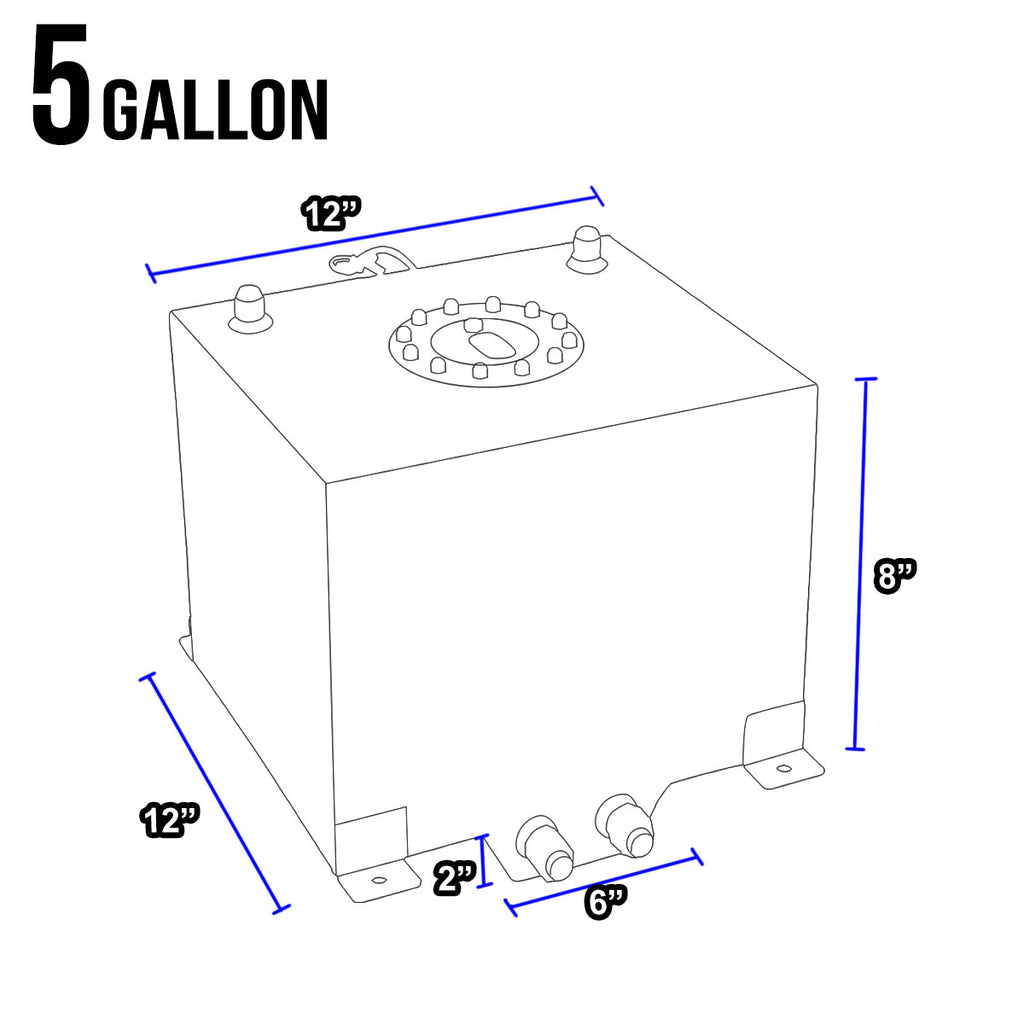 Black 5-Gallon Aluminum Gas Tank with Level Sender and Cap A2042