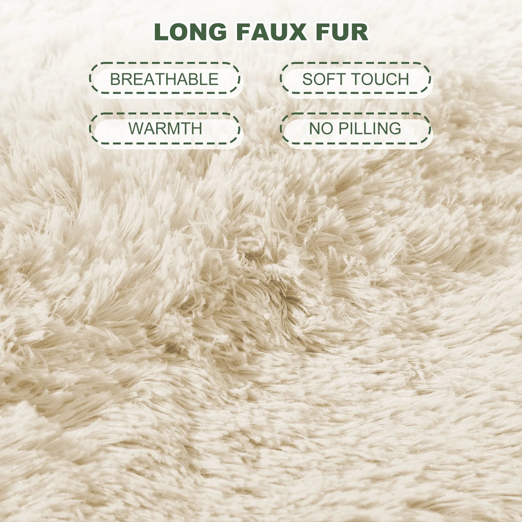 White 48X48 Inch Papasan Chair Cushion with Faux Fur Cover V4901