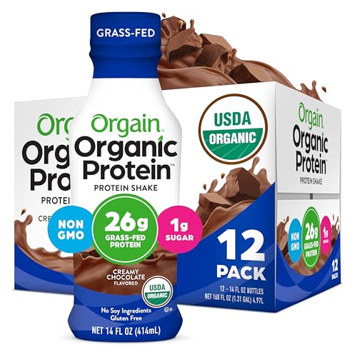 Organic Grass Fed Dairy Creamy Chocolate Whey Protein Shake, 14 Fl Oz (Pack of 12) X96891