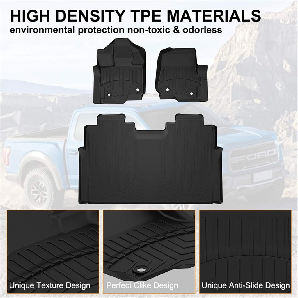 2015-2021 Ford F-150 SuperCrew Cab All Weather TPE Floor Mats Black K861580