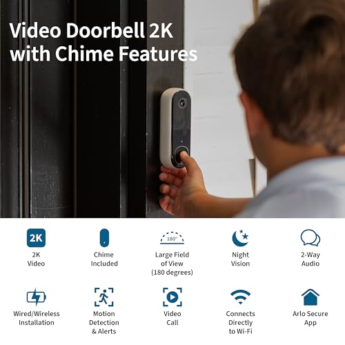 White 2K Video Doorbell with Chime 2 Bundle D82053