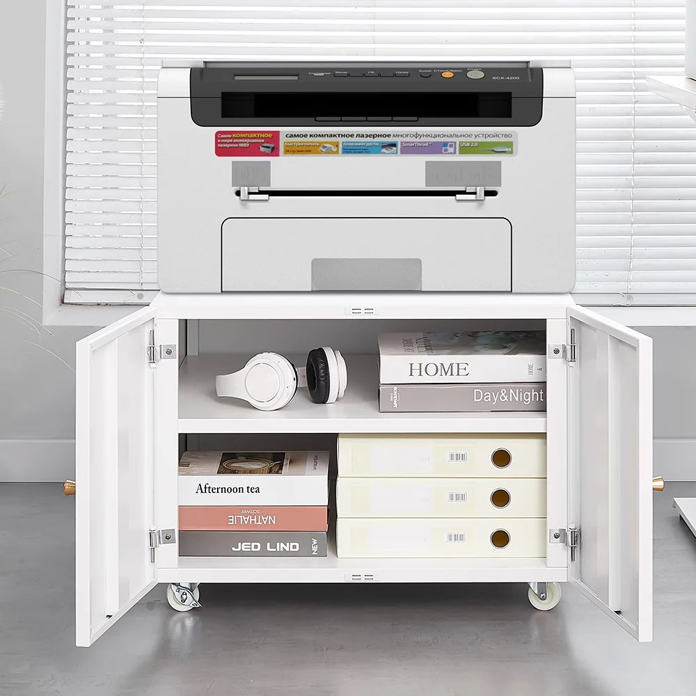 White 2 Door Mobile Lateral File Cabinet T5066