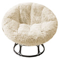 White 48X48 Inch Papasan Chair Cushion with Faux Fur Cover V4901