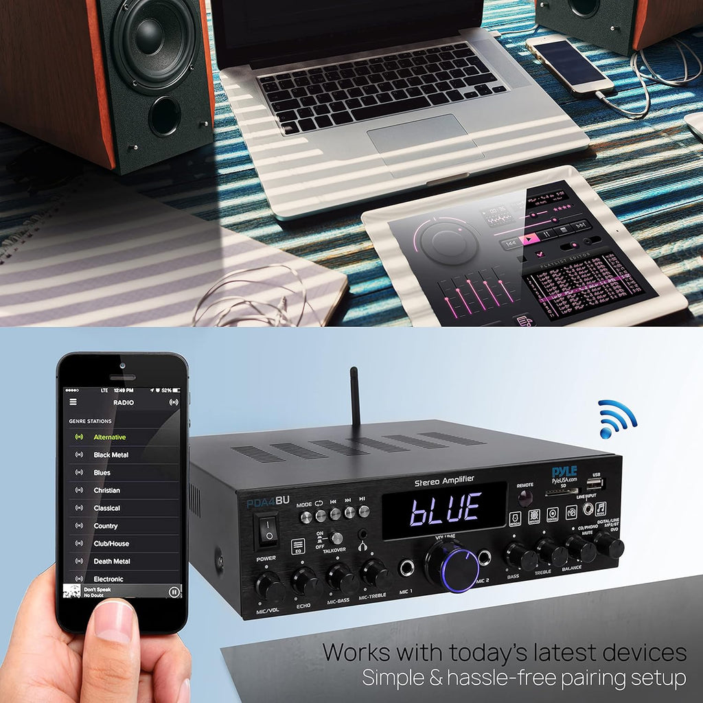 Wireless Bluetooth Home Stereo Amplifier 200 Watt Power Amplifier Home Audio Receiver K2113