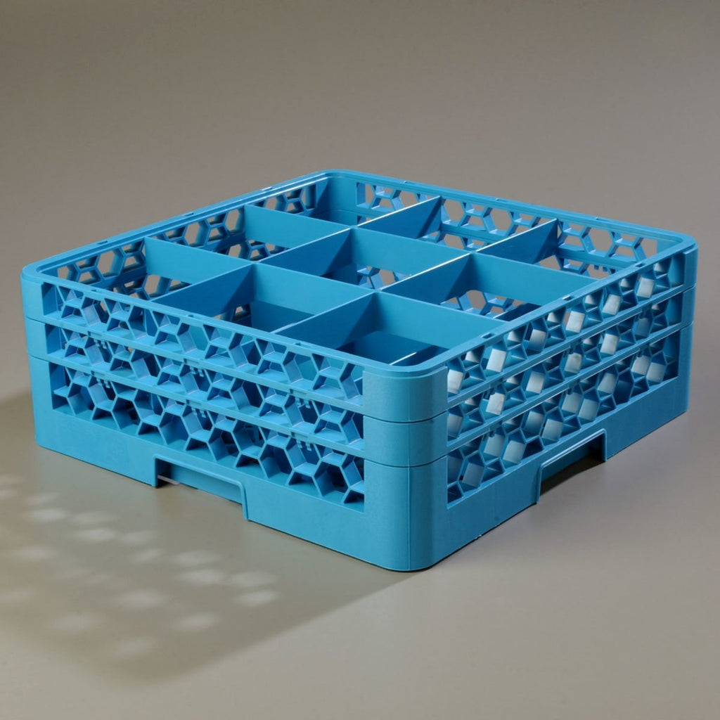 9 Compartment Glass Rack with 2 Extenders, Blue (Pack of 3) M322455