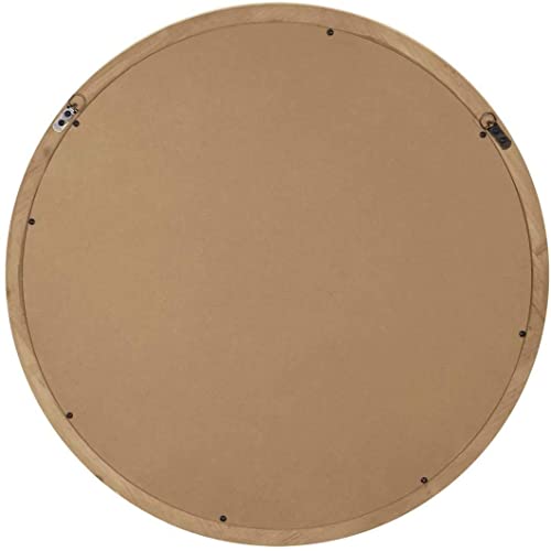 Rustic 30" Round Wall Mirror Wood Frame P45611