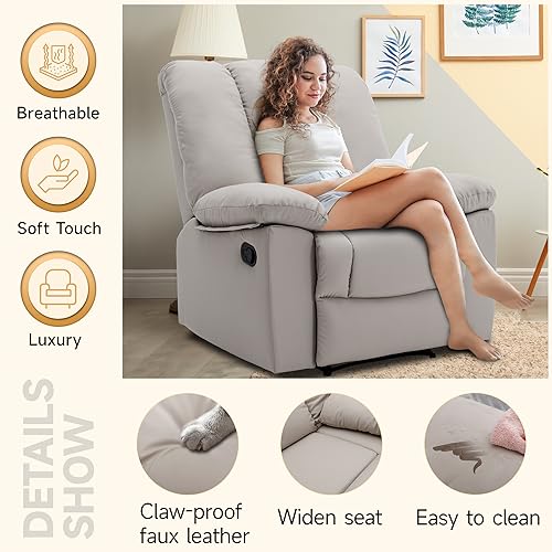 Oversized Dark Grey Manual Recliner Chair F6996